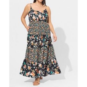 🆕 Floral Maxi Challis Tiered Dress 1 1X 14 16 NWT Torrid New!